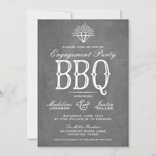 Chalkboard BBQ | Engagement Party Invitation (Front)