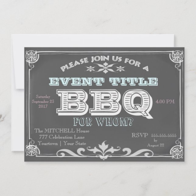 Chalkboard BBQ Invitations (Front)