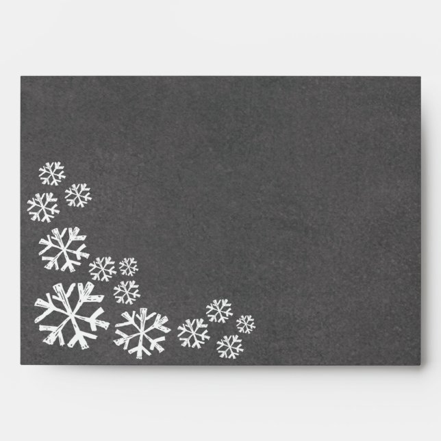 Chalkboard Be Merry Snowflakes Holiday Envelope (Front)