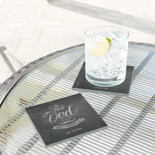 Chalkboard Best Dad Ever Father's Day Personalised Glass Coaster