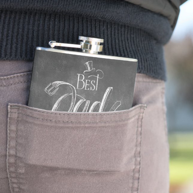 Chalkboard Best Dad Ever Father's Day Personalised Hip Flask (In Situ)