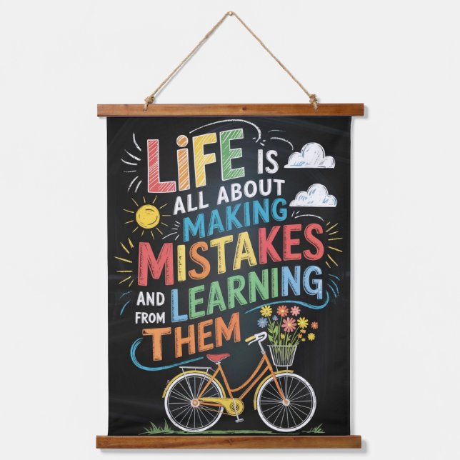 “Chalkboard Bike Inspiration – Life’s Mistakes & L Hanging Tapestry (Front)