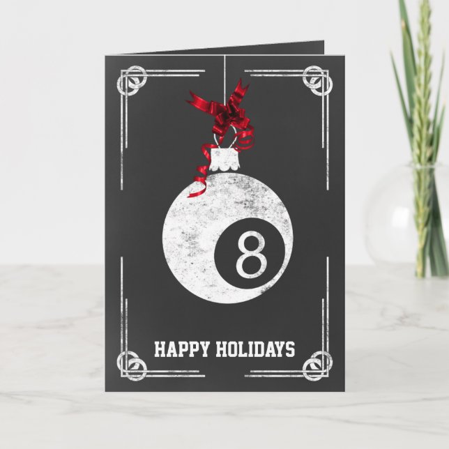 chalkboard billiard player Christmas Cards (Front)
