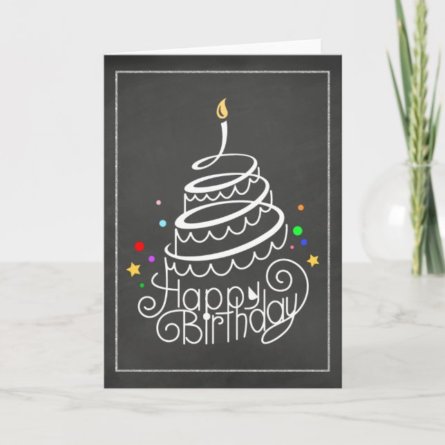 Chalkboard Birthday Cake Card (Front)