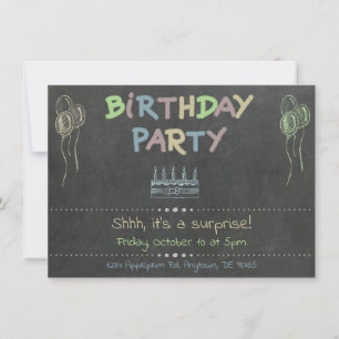 Chalkboard Birthday Party Surprise Invitation