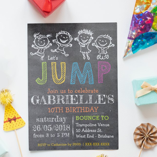 Chalkboard Birthday Trampoline Party  Invitation (Creator Uploaded)