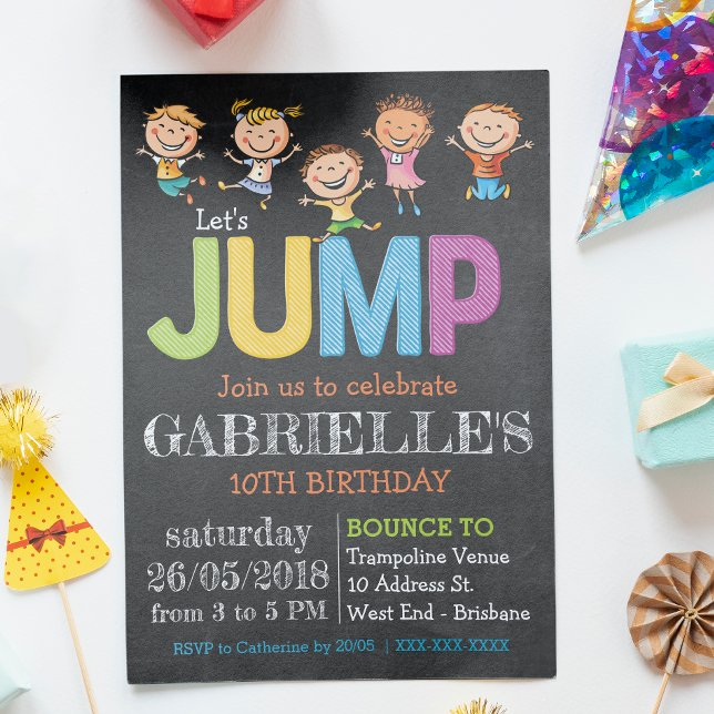 Chalkboard Birthday Trampoline Party Invitation (Creator Uploaded)