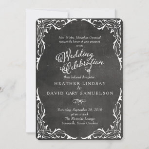 Chalkboard Black and White Calligraphy Invitation