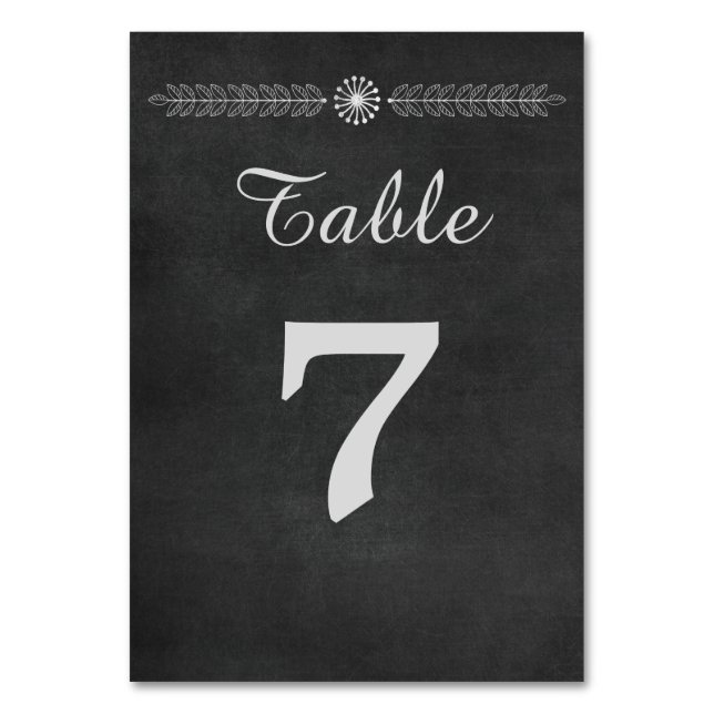 Chalkboard Black and White Wedding Table Number (Front)