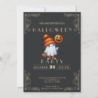 Chalkboard Black & Gold Ghost Hat Bats Halloween