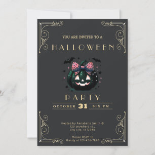 Chalkboard Black & Gold Jack-O' Lantern Halloween Invitation