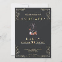 Chalkboard Black & Gold Skeleton Grave Halloween
