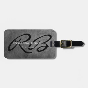 Chalkboard Black Monogrammed Modern Plain Luggage Tag