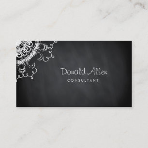 Chalkboard Black Vintage Professional Damask Business Card