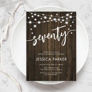 Chalkboard Black White 70th Birthday Party Invitation