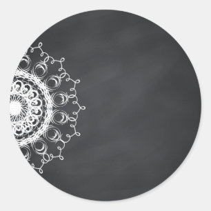 Chalkboard Blackboard Floral Swirl Customise Classic Round Sticker