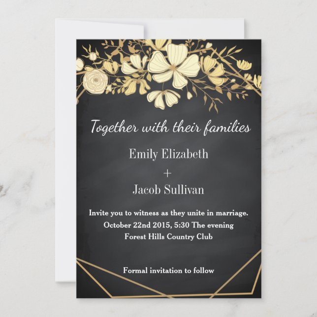 Chalkboard Blackboard Inspired Wedding Save The Da Date (Front)