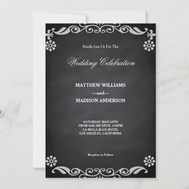 Chalkboard Blackboard Wedding Invitation (Front)