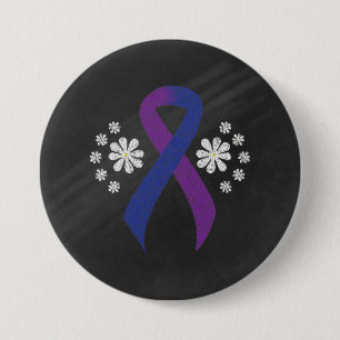 Chalkboard Blue and Purple Ribbon 7.5 Cm Round Badge