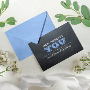 Chalkboard Blue Bar Mitzvah Thank You Note