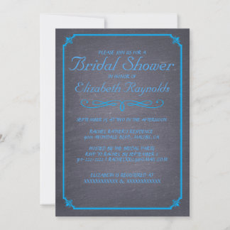 Chalkboard Blue Bridal Shower Invitations