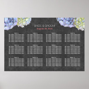 Chalkboard Blue Hydrangea Wedding Seating Chart