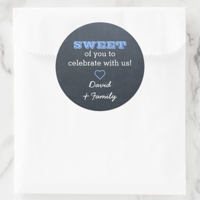 Chalkboard Blue Sweet Treat Bag Sticker (Bag)