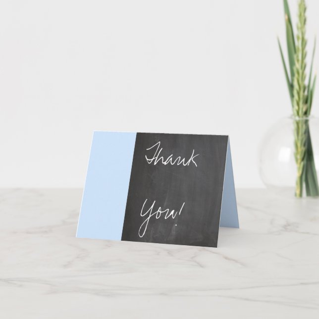 Chalkboard Blue Wedding Thank You Card (Front)