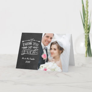 Chalkboard Boho Wedding Photo Thank You So Much Card
