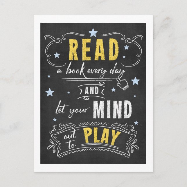 Chalkboard Book Lovers Read a Book Postcard (Front)