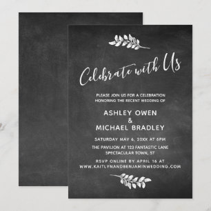 Chalkboard & Botanical Celebrate with Us Reception Invitation