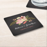 Chalkboard Botanical Flower Paper Coasters<br><div class="desc">These paper coasters coordinate with the Chalkboard Botanical Flower wedding suite and can be personalised with your names and wedding date. Features a graphic botanical flower spray.</div>