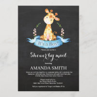 Chalkboard Boy Giraffe Baby Shower by Mail