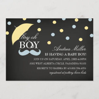 Chalkboard Boy Oh Boy Baby Shower Invitation