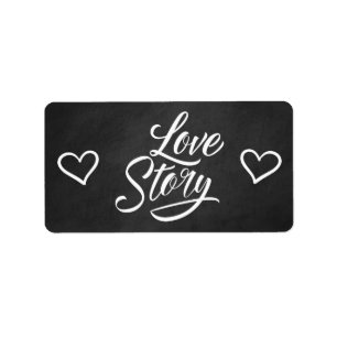 Chalkboard Bridal Shower Love Hearts Black Wedding Label