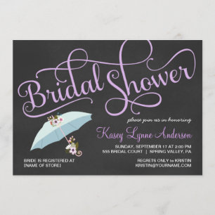 Chalkboard Bridal Shower Umbrella Invitations