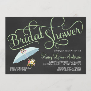 Chalkboard Bridal Shower Umbrella Invitations