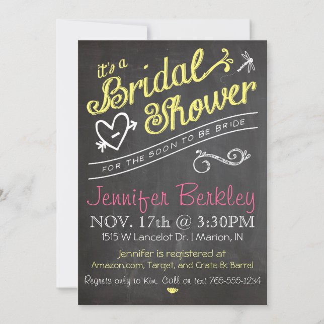 Chalkboard Bridal Wedding Shower Invitation (Front)