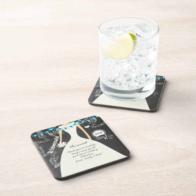 Chalkboard Bride & Groom Wedding Coaster (Right Side)