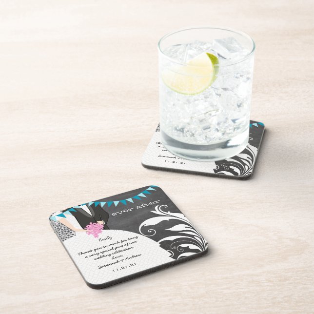 Chalkboard Bride & Groom Wedding Coaster (Right Side)