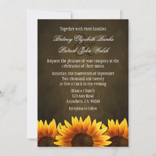 Chalkboard Brown Sunflower Wedding Invitations