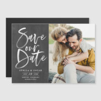 Chalkboard Brush Calligraphy Photo Save the Date