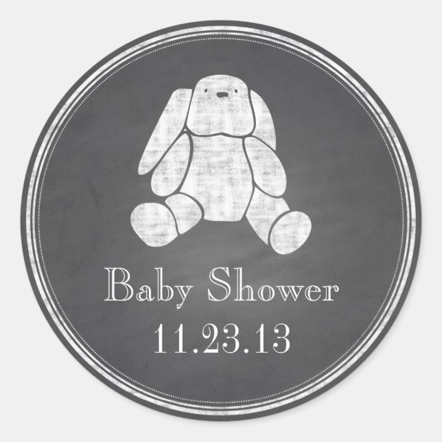 Chalkboard Bunny Classic Round Sticker (Front)