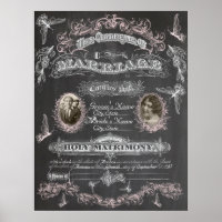 Chalkboard Butterfly Vintage Marriage Certificate