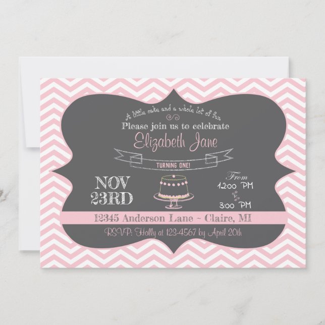 Chalkboard Cake Birthday Invite (Front)