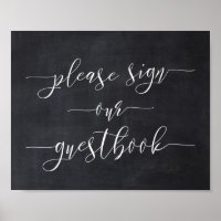 Chalkboard Calligraphy Wedding Sign Our Guest Book