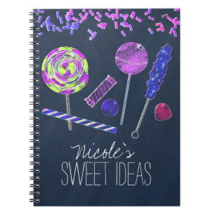 Chalkboard Candy Land Sweets Chalk Doodles Party Spiral Notebook