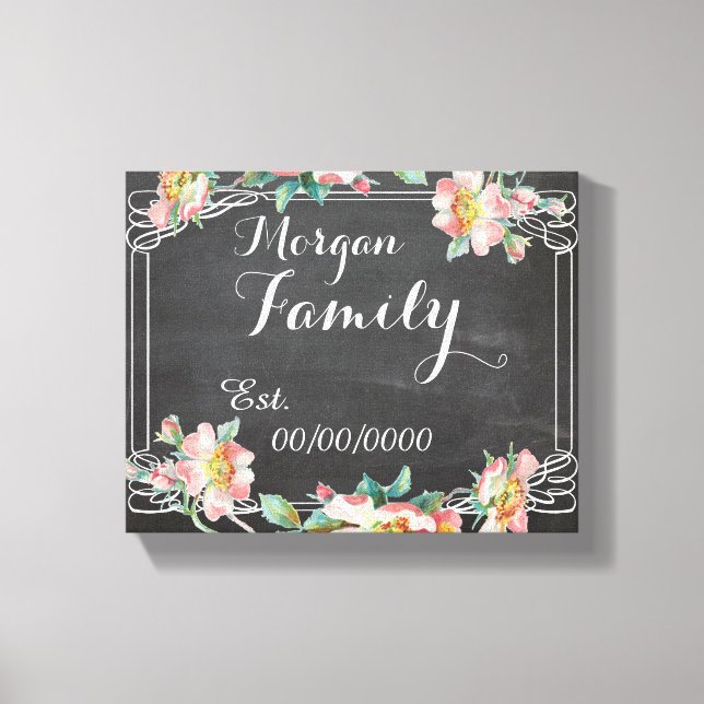 chalkboard canvas,family name,family est. canvas print (Front)