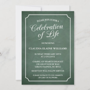 CHALKBOARD CELEBRATION OF LIFE FUNERAL INVITATION