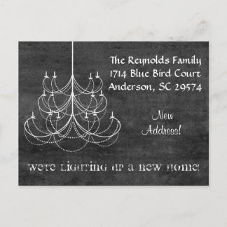 Chalkboard Chandelier New Address Moving Card
